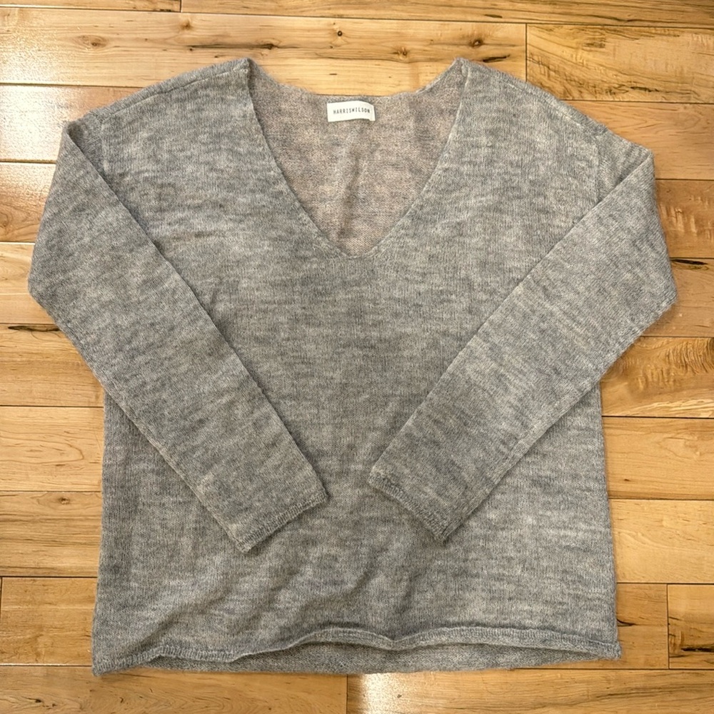 Harris Wilson Alpaca V Neck Grey Sweater